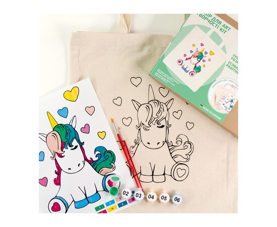 Набір для творчості Rosa Talent екосумка-розмальовка, Юнікорн, 38х42 см (4823098537830), зображення 4 Набір для творчості Rosa Talent екосумка-розмальовка, Юнікорн, 38х42 см (4823098537830), зображення 4