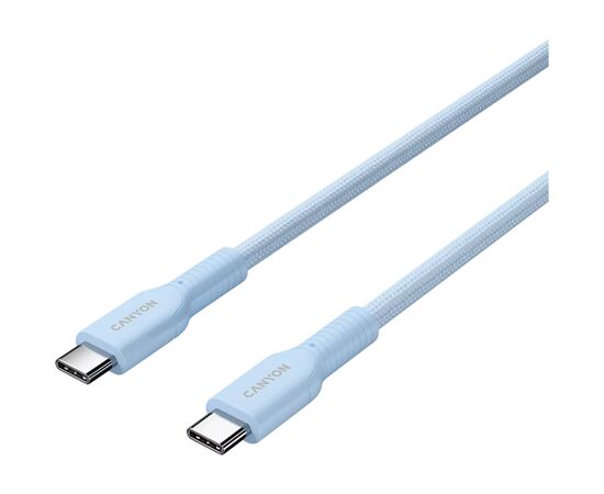 Дата кабель USB-C to USB-C 1.0m OnWire 60CL C-C 60W COLOR Braided 1m Light Blue Canyon (CND-CCAP60AB10LBL), изображение 3 Дата кабель USB-C to USB-C 1.0m OnWire 60CL C-C 60W COLOR Braided 1m Light Blue Canyon (CND-CCAP60AB10LBL), изображение 3