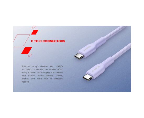 Дата кабель USB-C to USB-C 1.0m OnWire 60CL C-C 60W COLOR Braided 1m Light Blue Canyon (CND-CCAP60AB10LBL), изображение 6 Дата кабель USB-C to USB-C 1.0m OnWire 60CL C-C 60W COLOR Braided 1m Light Blue Canyon (CND-CCAP60AB10LBL), изображение 6