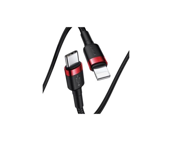 Дата кабель USB-C to Lightning 1.0m Cafule PD 20W red+black Baseus (CATLKLF-91), изображение 3 Дата кабель USB-C to Lightning 1.0m Cafule PD 20W red+black Baseus (CATLKLF-91), изображение 3