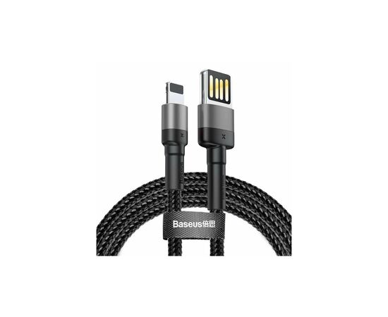 Дата кабель USB 2.0 AM to Lightning 2.0m Cafule grey+black Baseus (CALKLF-HG1)
