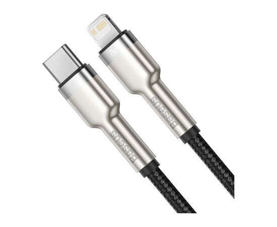 Дата кабель USB-C to Lightning 1.0m Cafule Metal PD 20W black Baseus (CATLJK-A01), изображение 2 Дата кабель USB-C to Lightning 1.0m Cafule Metal PD 20W black Baseus (CATLJK-A01), изображение 2
