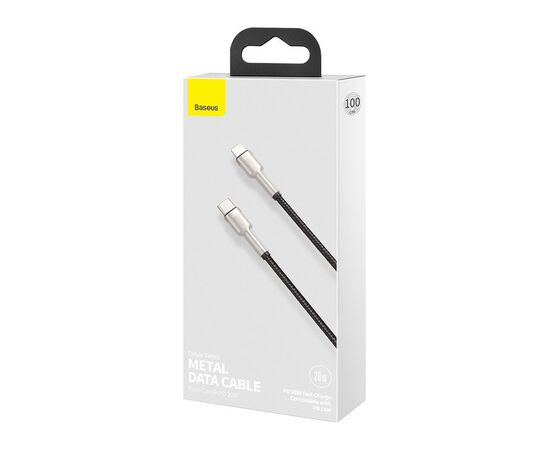 Дата кабель USB-C to Lightning 1.0m Cafule Metal PD 20W black Baseus (CATLJK-A01), изображение 4 Дата кабель USB-C to Lightning 1.0m Cafule Metal PD 20W black Baseus (CATLJK-A01), изображение 4