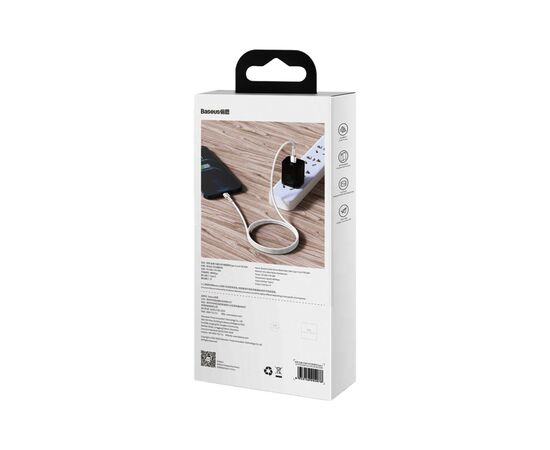 Дата кабель USB-C to Lightning 1.0m Cafule Metal PD 20W white Baseus (CATLJK-A02), изображение 10 Дата кабель USB-C to Lightning 1.0m Cafule Metal PD 20W white Baseus (CATLJK-A02), изображение 10
