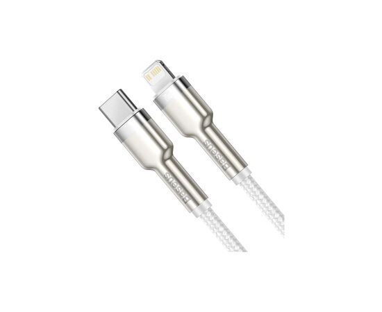 Дата кабель USB-C to Lightning 1.0m Cafule Metal PD 20W white Baseus (CATLJK-A02), изображение 2 Дата кабель USB-C to Lightning 1.0m Cafule Metal PD 20W white Baseus (CATLJK-A02), изображение 2