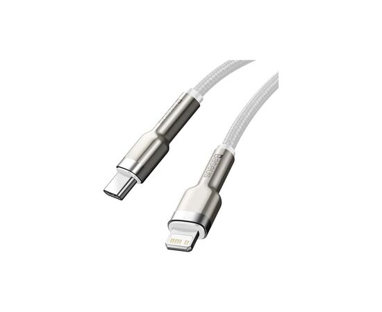 Дата кабель USB-C to Lightning 1.0m Cafule Metal PD 20W white Baseus (CATLJK-A02), изображение 4 Дата кабель USB-C to Lightning 1.0m Cafule Metal PD 20W white Baseus (CATLJK-A02), изображение 4