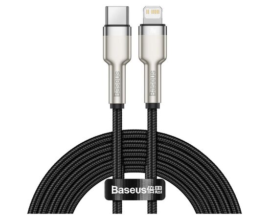 Дата кабель USB-C to Lightning 2.0m Cafule Metal PD 20W black Baseus (CATLJK-B01)