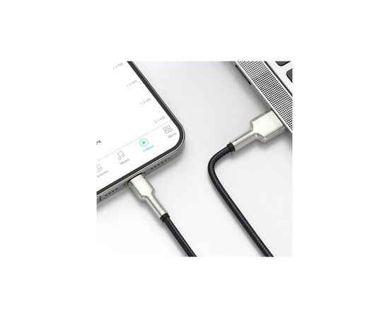 Дата кабель USB 2.0 AM to Lightning 1.0m Cafule Metal 2.4A black Baseus (CALJK-A01), изображение 9 Дата кабель USB 2.0 AM to Lightning 1.0m Cafule Metal 2.4A black Baseus (CALJK-A01), изображение 9