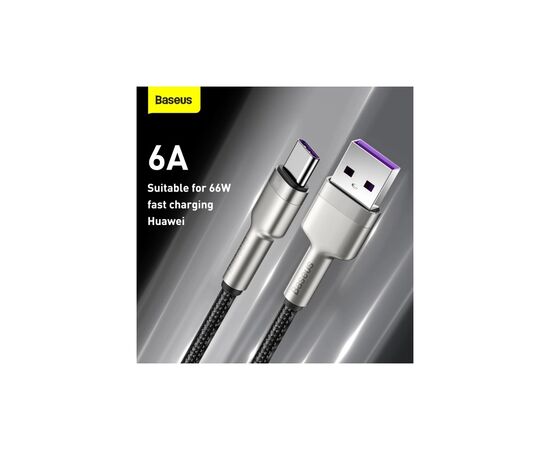 Дата кабель USB 2.0 AM to USB-C 1.0m Cafule Metal 66W black Baseus (CAKF000101), изображение 10 Дата кабель USB 2.0 AM to USB-C 1.0m Cafule Metal 66W black Baseus (CAKF000101), изображение 10