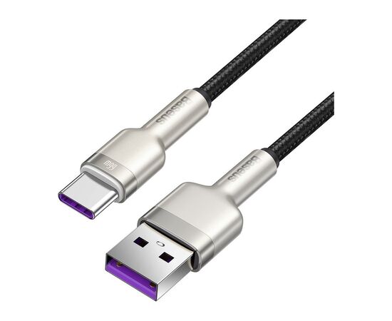 Дата кабель USB 2.0 AM to USB-C 1.0m Cafule Metal 66W black Baseus (CAKF000101), изображение 2 Дата кабель USB 2.0 AM to USB-C 1.0m Cafule Metal 66W black Baseus (CAKF000101), изображение 2