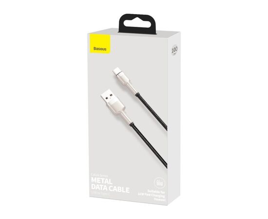 Дата кабель USB 2.0 AM to USB-C 1.0m Cafule Metal 66W black Baseus (CAKF000101), изображение 3 Дата кабель USB 2.0 AM to USB-C 1.0m Cafule Metal 66W black Baseus (CAKF000101), изображение 3