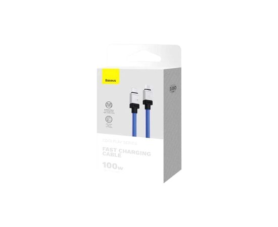 Дата кабель USB-C to USB-C 1.0m CoolPlay Fast Charging 100W blue Baseus (CAKW000203), изображение 2 Дата кабель USB-C to USB-C 1.0m CoolPlay Fast Charging 100W blue Baseus (CAKW000203), изображение 2