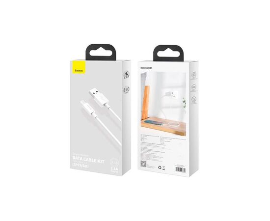 Дата кабель USB 2.0 AM to Micro 5P Simple WisdomKit (2PCS) 1.5m 2.1A white Baseus (TZCAMZJ-02), изображение 4 Дата кабель USB 2.0 AM to Micro 5P Simple WisdomKit (2PCS) 1.5m 2.1A white Baseus (TZCAMZJ-02), изображение 4