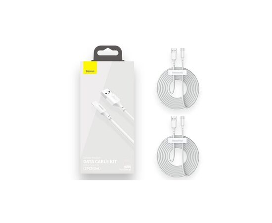 Дата кабель USB 2.0 AM to USB-C Simple WisdomKit (2PCS) 1.5m 5A white Baseus (TZCATZJ-02), изображение 4 Дата кабель USB 2.0 AM to USB-C Simple WisdomKit (2PCS) 1.5m 5A white Baseus (TZCATZJ-02), изображение 4