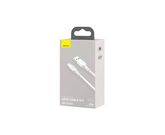 Дата кабель USB 2.0 AM to USB-C Simple WisdomKit (2PCS) 1.5m 5A white Baseus (TZCATZJ-02), изображение 5 Дата кабель USB 2.0 AM to USB-C Simple WisdomKit (2PCS) 1.5m 5A white Baseus (TZCATZJ-02), изображение 5