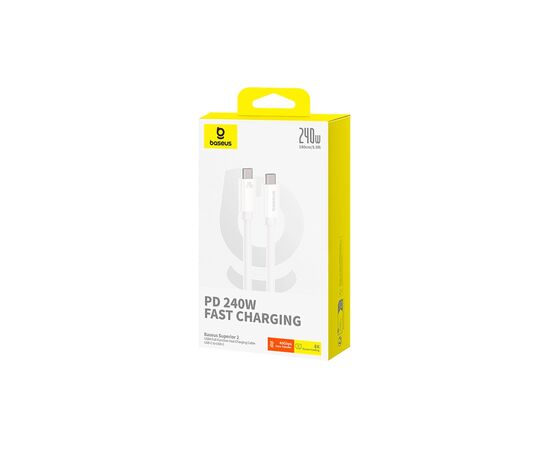 Дата кабель USB-C to USB-C 1.8m Superior USB4 Fast Charging 240W moon white Baseus (P10365200211-05), изображение 12 Дата кабель USB-C to USB-C 1.8m Superior USB4 Fast Charging 240W moon white Baseus (P10365200211-05), изображение 12