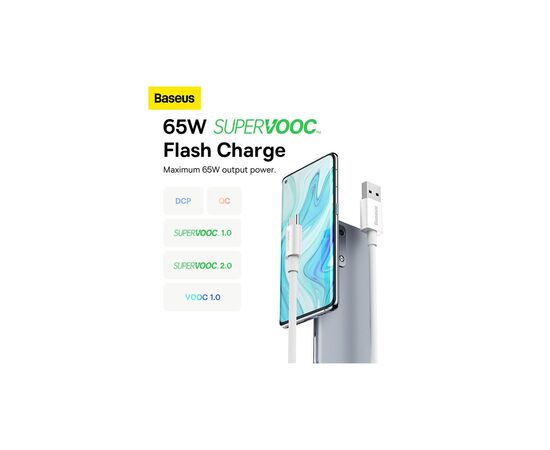 Дата кабель USB 2.0 AM to USB-C 1.0m Superior Fast Charging 60W white Baseus (CAYS000902), изображение 11 Дата кабель USB 2.0 AM to USB-C 1.0m Superior Fast Charging 60W white Baseus (CAYS000902), изображение 11