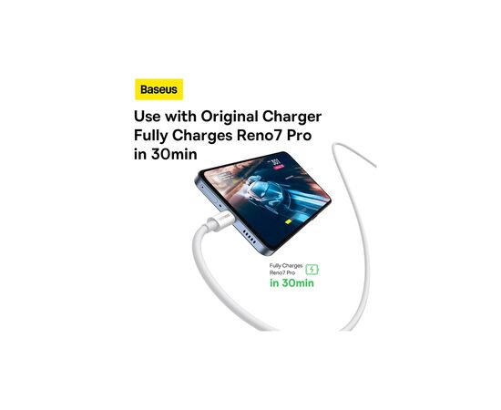 Дата кабель USB 2.0 AM to USB-C 1.0m Superior Fast Charging 60W white Baseus (CAYS000902), изображение 12 Дата кабель USB 2.0 AM to USB-C 1.0m Superior Fast Charging 60W white Baseus (CAYS000902), изображение 12