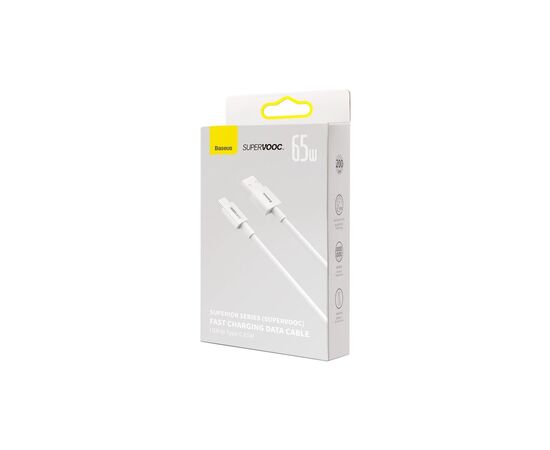 Дата кабель USB 2.0 AM to USB-C 2.0m Superior Fast Charging 60W white Baseus (CAYS001002), изображение 5 Дата кабель USB 2.0 AM to USB-C 2.0m Superior Fast Charging 60W white Baseus (CAYS001002), изображение 5