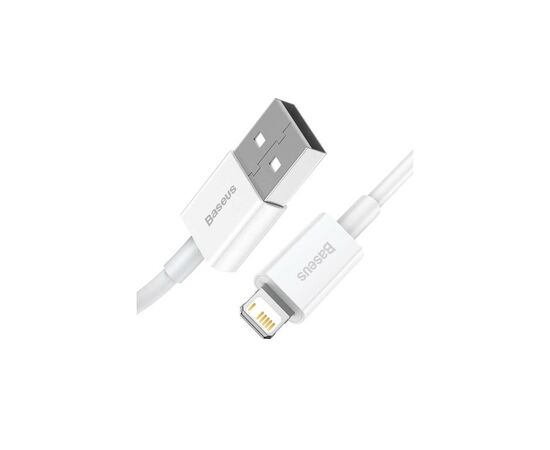 Дата кабель USB 2.0 AM to Lightning 2.0m Superior Fast Charging 2.4A white Baseus (CALYS-C02), изображение 5 Дата кабель USB 2.0 AM to Lightning 2.0m Superior Fast Charging 2.4A white Baseus (CALYS-C02), изображение 5
