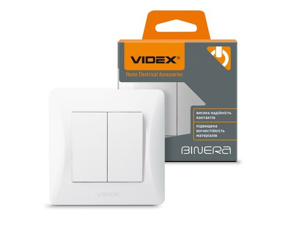Выключатель Videx BINERA 2кл белый (VF-BNSW2-W), изображение 4 Выключатель Videx BINERA 2кл белый (VF-BNSW2-W), изображение 4