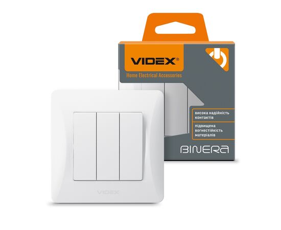 Выключатель Videx BINERA 3кл белый (VF-BNSW3-W), изображение 4 Выключатель Videx BINERA 3кл белый (VF-BNSW3-W), изображение 4