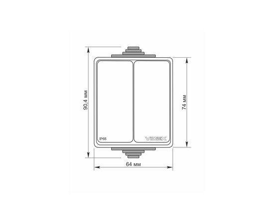 Выключатель Videx BINERA IP65 наружный 2кл серый, изображение 4 Выключатель Videx BINERA IP65 наружный 2кл серый, изображение 4