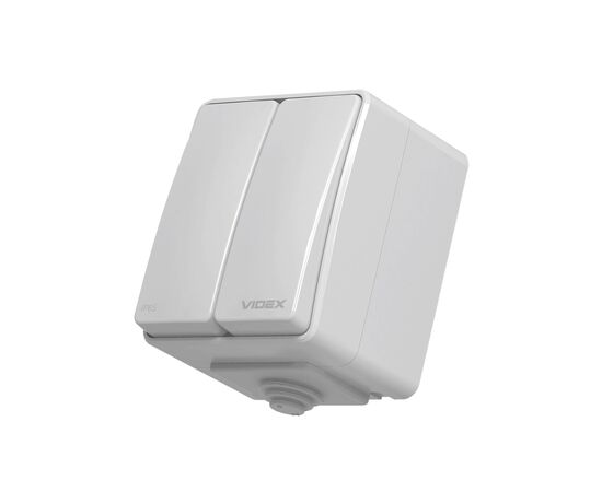 Вимикач Videx BINERA IP65 зовнішній 2кл сірий (BINERA IP65 наружный 2кл серый)