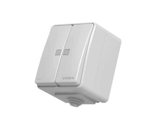 Вимикач Videx BINERA IP65 зовнішній 2кл з підсвічуванням (BINERA IP65 наружный 2кл с подсветкой)