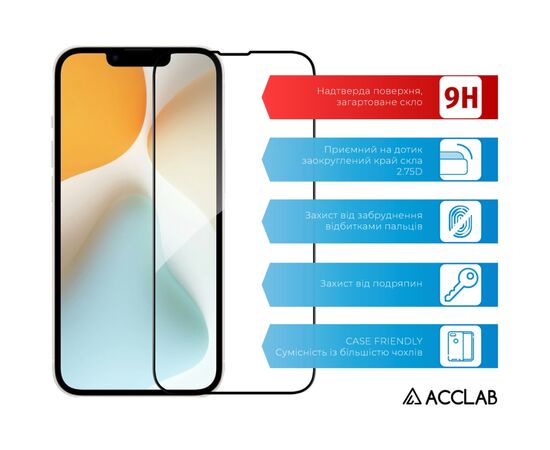 Скло захисне ACCLAB Full Glue Apple iPhone 16E Black (1283126614279), зображення 3 Скло захисне ACCLAB Full Glue Apple iPhone 16E Black (1283126614279), зображення 3
