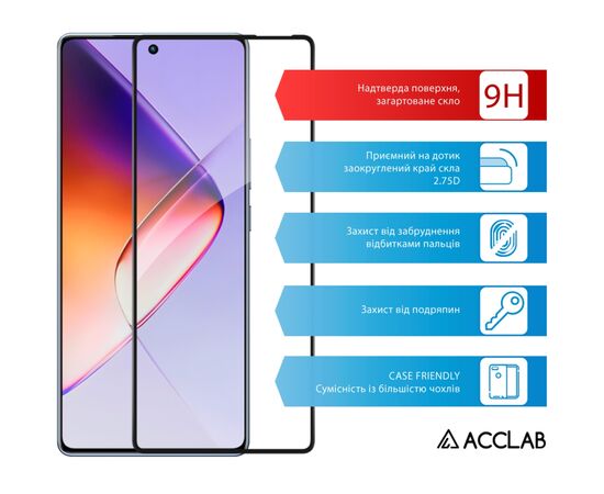 Скло захисне ACCLAB Full Glue Infinix Note 40 4G Black (1283126594885), зображення 3 Скло захисне ACCLAB Full Glue Infinix Note 40 4G Black (1283126594885), зображення 3