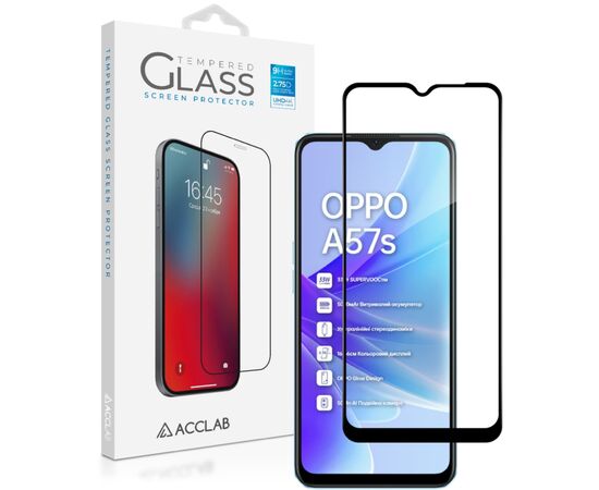 Стекло защитное ACCLAB Full Glue Oppo A57S Black (1283126576690)