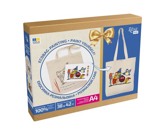 Набор для творчества Rosa Talent екосумка-розмальовка, Funny Birds, 38х42 см (4823098543534), изображение 4 Набор для творчества Rosa Talent екосумка-розмальовка, Funny Birds, 38х42 см (4823098543534), изображение 4