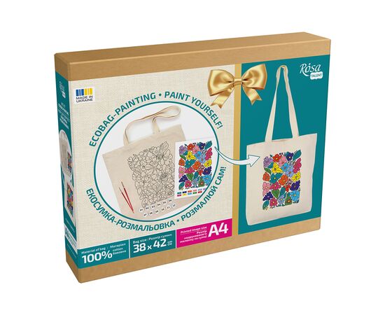 Набор для творчества Rosa Talent екосумка-розмальовка, Funny Flowers, 38х42 см (4823098543510), изображение 4 Набор для творчества Rosa Talent екосумка-розмальовка, Funny Flowers, 38х42 см (4823098543510), изображение 4