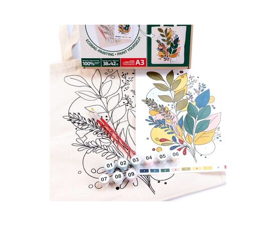 Набор для творчества Rosa Talent екосумка-розмальовка, Казкове листя, А3 38х42 см (4823098541240), изображение 4 Набор для творчества Rosa Talent екосумка-розмальовка, Казкове листя, А3 38х42 см (4823098541240), изображение 4