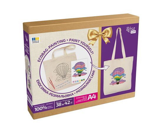 Набор для творчества Rosa Talent екосумка-розмальовка, Політ над хмарами, 38х42 см (4823098543503), изображение 2