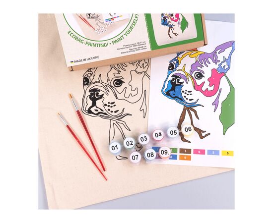Набор для творчества Rosa Talent екосумка-розмальовка, Яскравий мопс, 38х42 см (4823098541165), изображение 4 Набор для творчества Rosa Talent екосумка-розмальовка, Яскравий мопс, 38х42 см (4823098541165), изображение 4