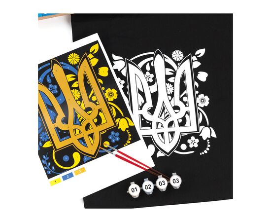 Набор для творчества Rosa Talent екосумка-розмальовка, чорна, Тризуб, 38х42 см (4823098542131), изображение 4