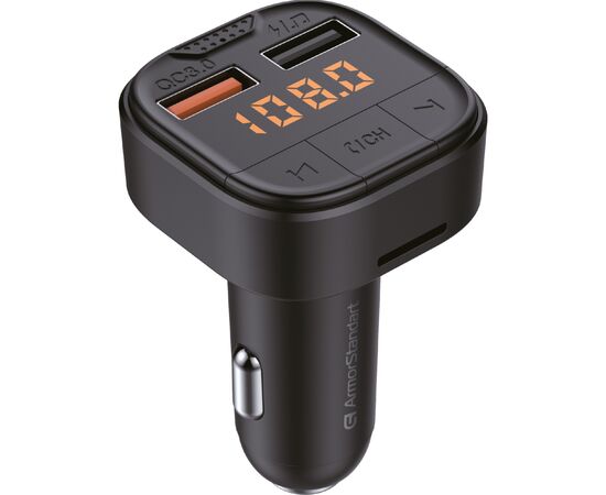 FM модулятор Armorstandart ASF1 18W QC3.0 2xUSB black (ARM82826)