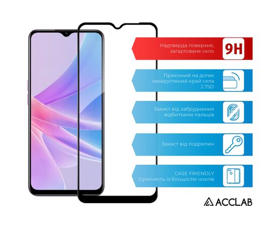 Стекло защитное ACCLAB Full Glue Oppo A58 4G Black (1283126583452), изображение 3 Стекло защитное ACCLAB Full Glue Oppo A58 4G Black (1283126583452), изображение 3