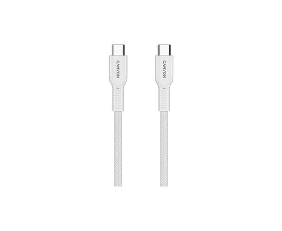 Дата кабель USB-C to USB-C 1.0m OnWire 60CL C-C 60W COLOR Braided 1m White Canyon (CND-CCAP60AB10W), изображение 3 Дата кабель USB-C to USB-C 1.0m OnWire 60CL C-C 60W COLOR Braided 1m White Canyon (CND-CCAP60AB10W), изображение 3