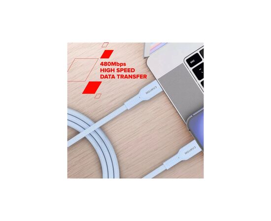 Дата кабель USB-C to USB-C 1.0m OnWire 60CL C-C 60W COLOR Braided 1m White Canyon (CND-CCAP60AB10W), изображение 7 Дата кабель USB-C to USB-C 1.0m OnWire 60CL C-C 60W COLOR Braided 1m White Canyon (CND-CCAP60AB10W), изображение 7