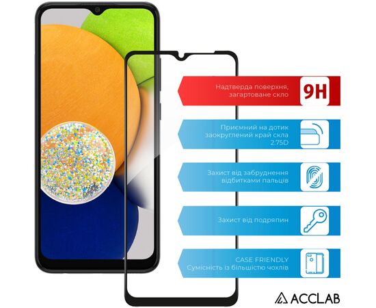 Скло захисне ACCLAB Full Glue Samsung A03 Black (1283126521621), зображення 3 Скло захисне ACCLAB Full Glue Samsung A03 Black (1283126521621), зображення 3