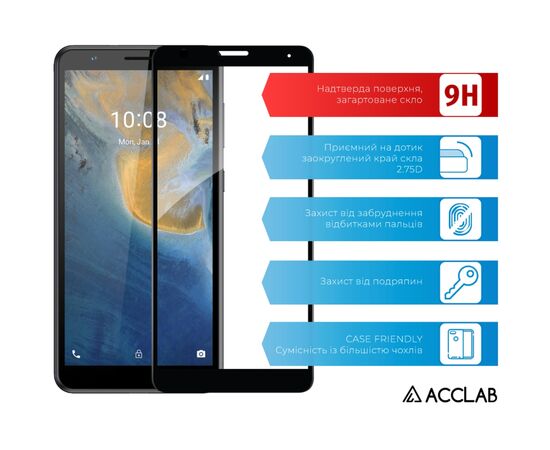 Скло захисне ACCLAB Full Glue ZTE Blade A31 Plus Black (1283126523083), зображення 3 Скло захисне ACCLAB Full Glue ZTE Blade A31 Plus Black (1283126523083), зображення 3