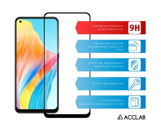Скло захисне ACCLAB Full Glue Oppo A78Black (1283126582882), зображення 3 Скло захисне ACCLAB Full Glue Oppo A78Black (1283126582882), зображення 3
