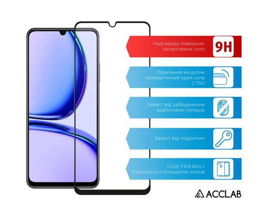 Стекло защитное ACCLAB Full Glue Realme C53 Black (1283126577802), изображение 3 Стекло защитное ACCLAB Full Glue Realme C53 Black (1283126577802), изображение 3