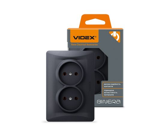 Розетка Videx BINERA 2ая черн (VF-BNSK2-BG), изображение 4 Розетка Videx BINERA 2ая черн (VF-BNSK2-BG), изображение 4