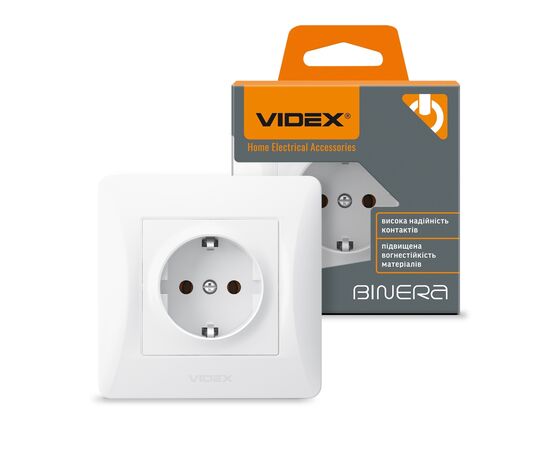 Розетка Videx BINERA 1ая с заземлением (VF-BNSK1G-W), изображение 4 Розетка Videx BINERA 1ая с заземлением (VF-BNSK1G-W), изображение 4