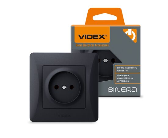 Розетка Videx BINERA 1ая черн (VF-BNSK1-BG), изображение 4 Розетка Videx BINERA 1ая черн (VF-BNSK1-BG), изображение 4
