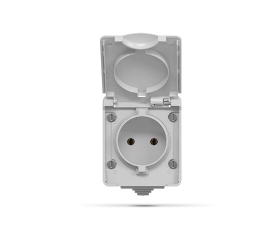 Розетка Videx BINERA IP65 наружная 1ая серая (VF-BNW21-G), изображение 2